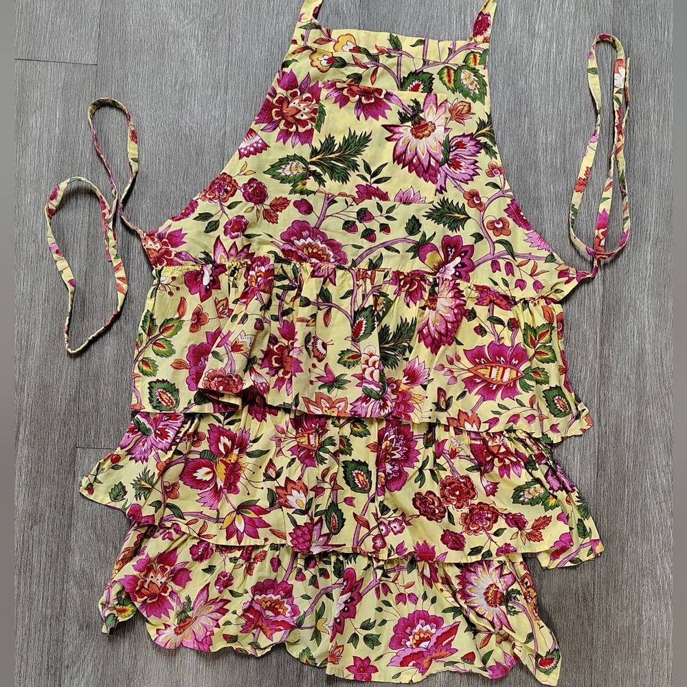 April Cornell Country French Floral Ruffle Tiered Cotton CottageCore Apron EUC - Picture 2 of 8